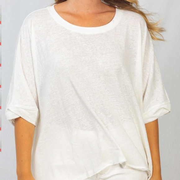 I-14 PLUS Knit Half Sleeve Top Oversized in WHITE - Picture 1 of 3